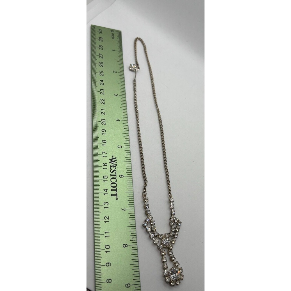 Necklace Vintage Rhinestone Gold Tone Chain Old Hollywood Style‎ - Picture 5 of 5